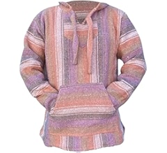 Classic Mexican Baja Hoodie Sweater Pullover (Beige, Medium